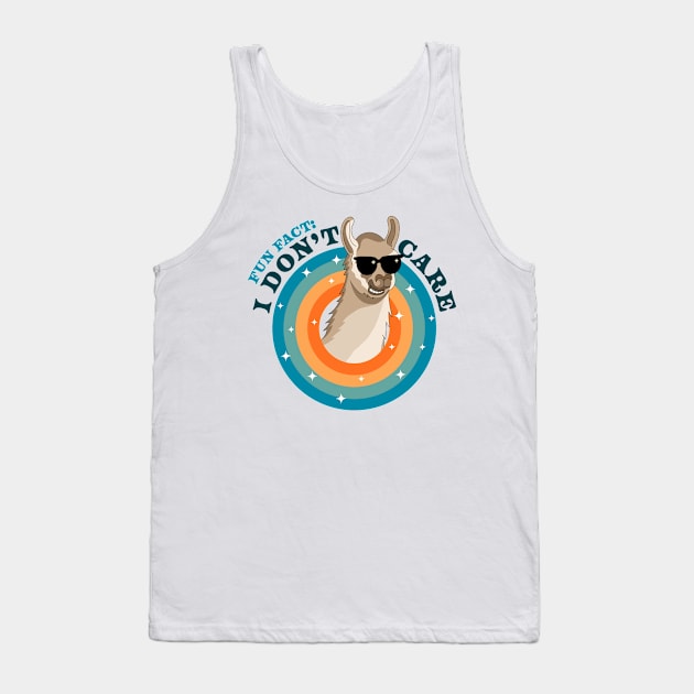 Fun Fact: I Don't Care | Funny Sassy Llama Alpaca Sarcastic Tank Top by OrangeMonkeyArt